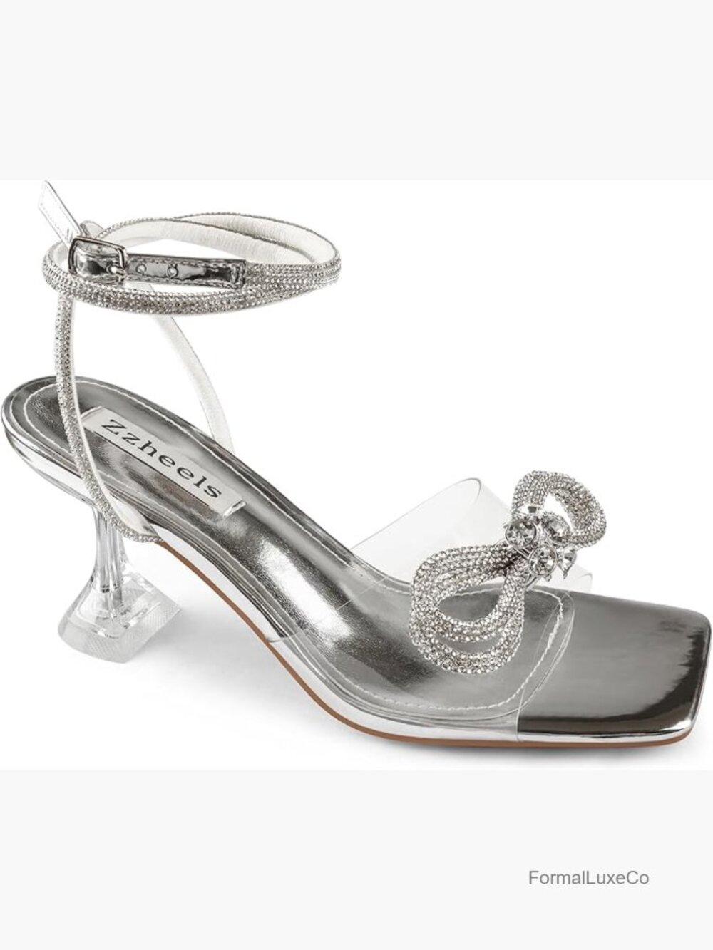 Clear Slingback Heels Block Heel Square Toe Party Wedding Shoes Size US